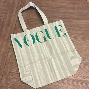 Vogue Magazine 2023 Green Stripe Canvas Tote - BRAND NEW